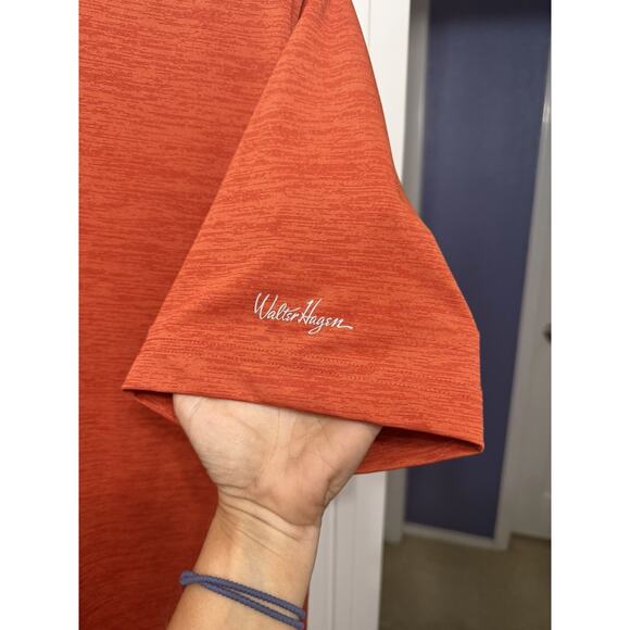 Men’s Walter Hagen Essentials Space Dye Solid Golf Polo in Orange - Size XL - Picture 4 of 9